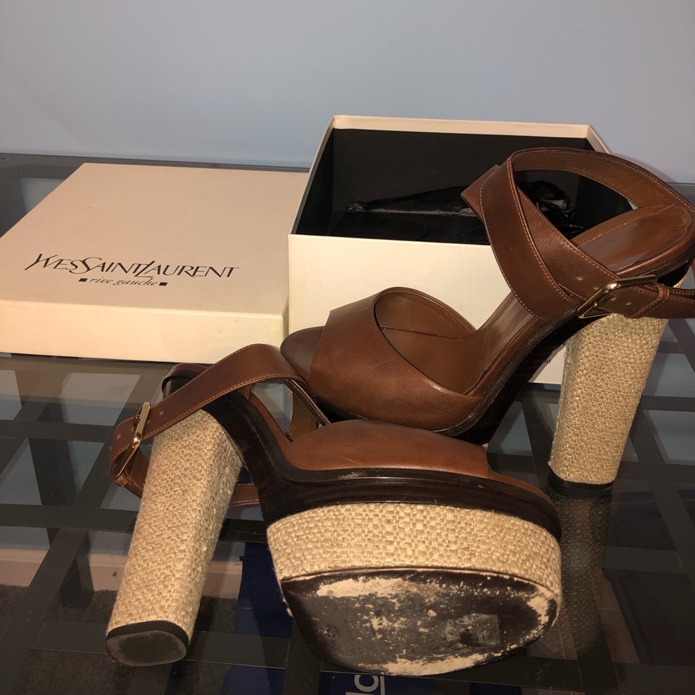 Yves Saint Laurent Brown Leather Sandals Size 10